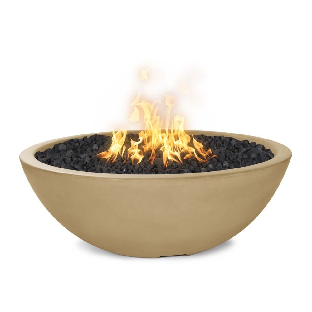 The Outdoor Plus 48" Sedona Narrow Ledge GFRC Concrete Round Fire Pit with Match Lit Ignition