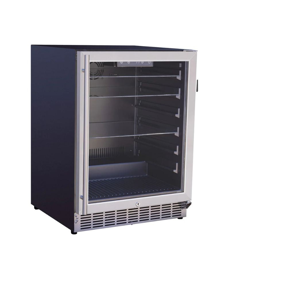 Summerset 24" 5.1c Outdoor Rated Fridge w/ Glass Door and Glass Shelves