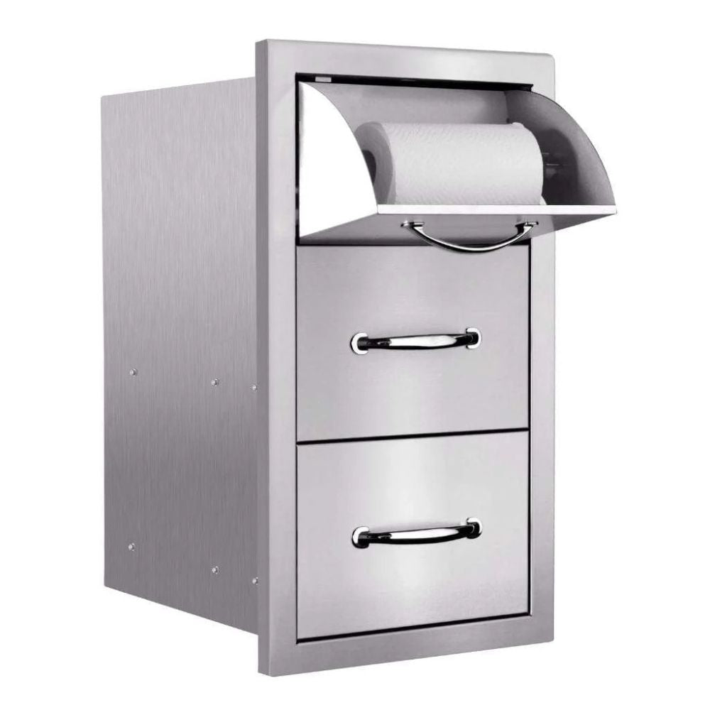 Summerset 17" Vertical 2-Drawer & Paper Towel Holder Combo Masonry