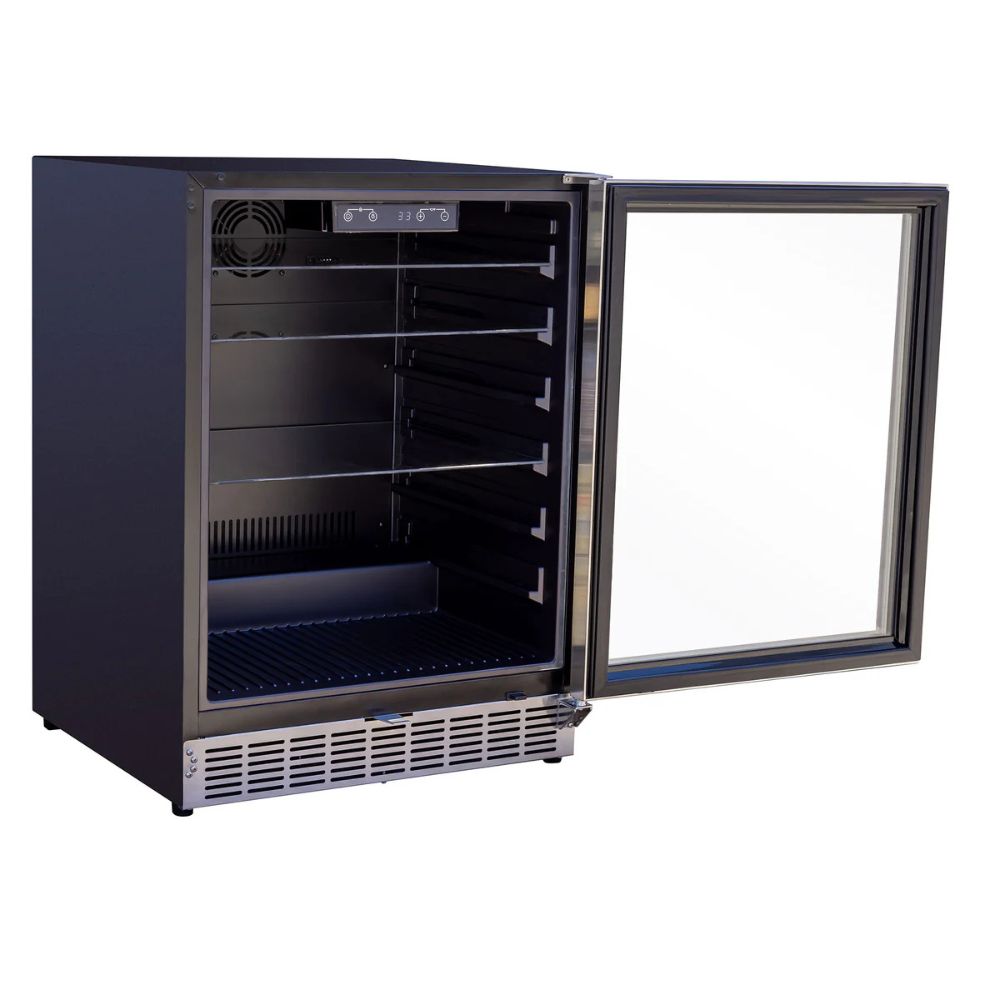 Summerset 24" 5.1c Outdoor Rated Fridge w/ Glass Door and Glass Shelves