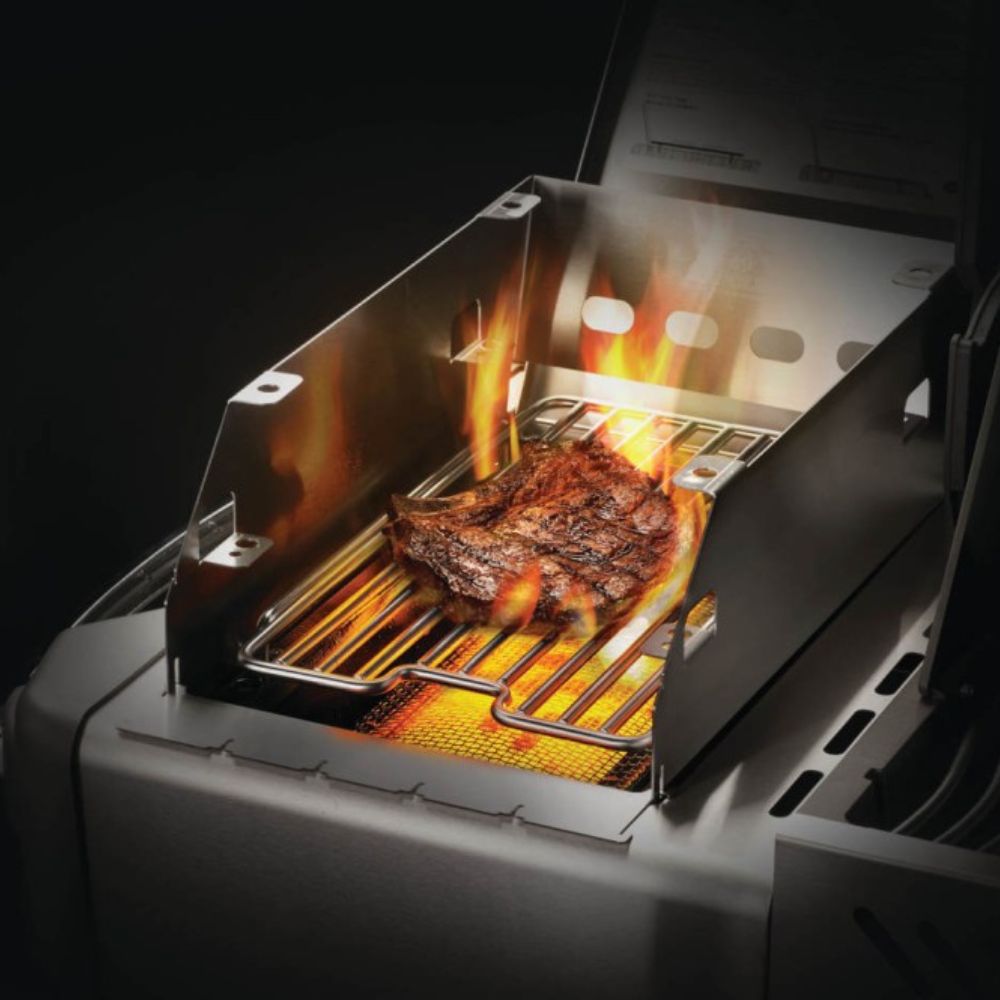 Napoleon Sizzle Zone™ Burner Windshield and Skewer Rack - Large Lifestyle