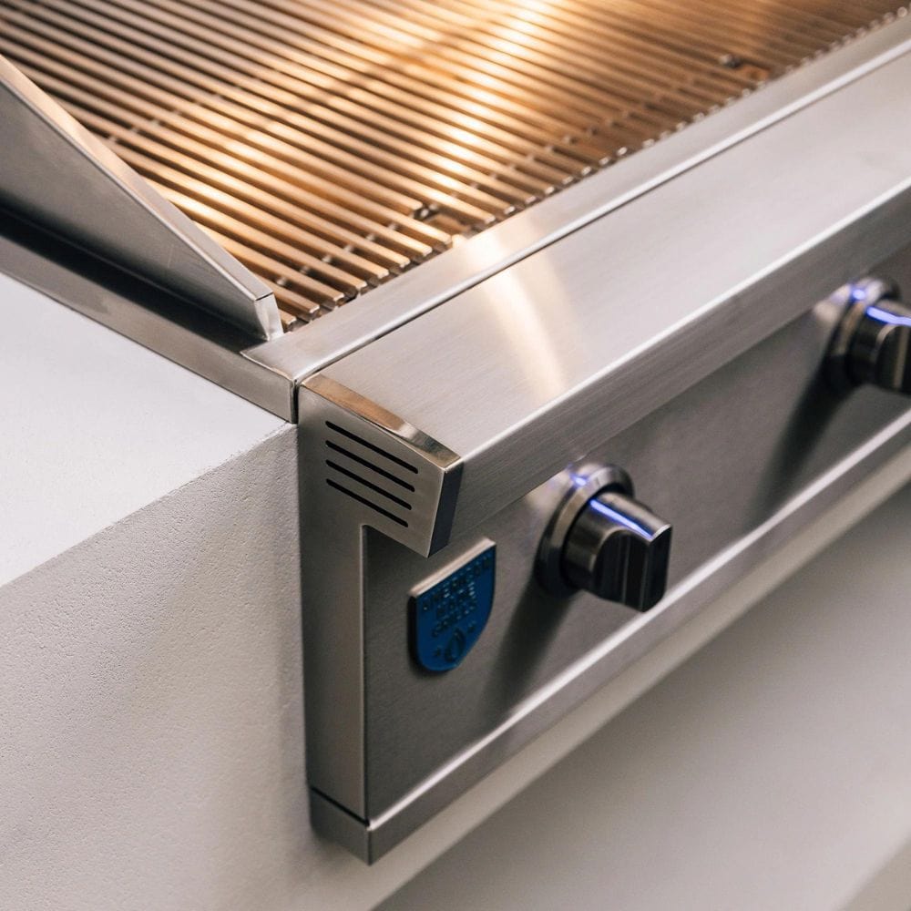 Atlas Freestanding 36" Gas Grill (3 Burners) by American Made Grills Logo and Knobs