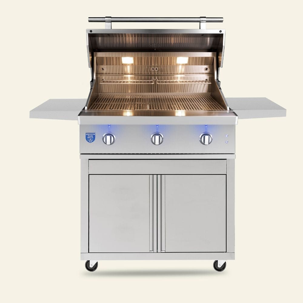 Atlas Freestanding 36" Gas Grill (3 Burners) by American Made Grills Open Hood