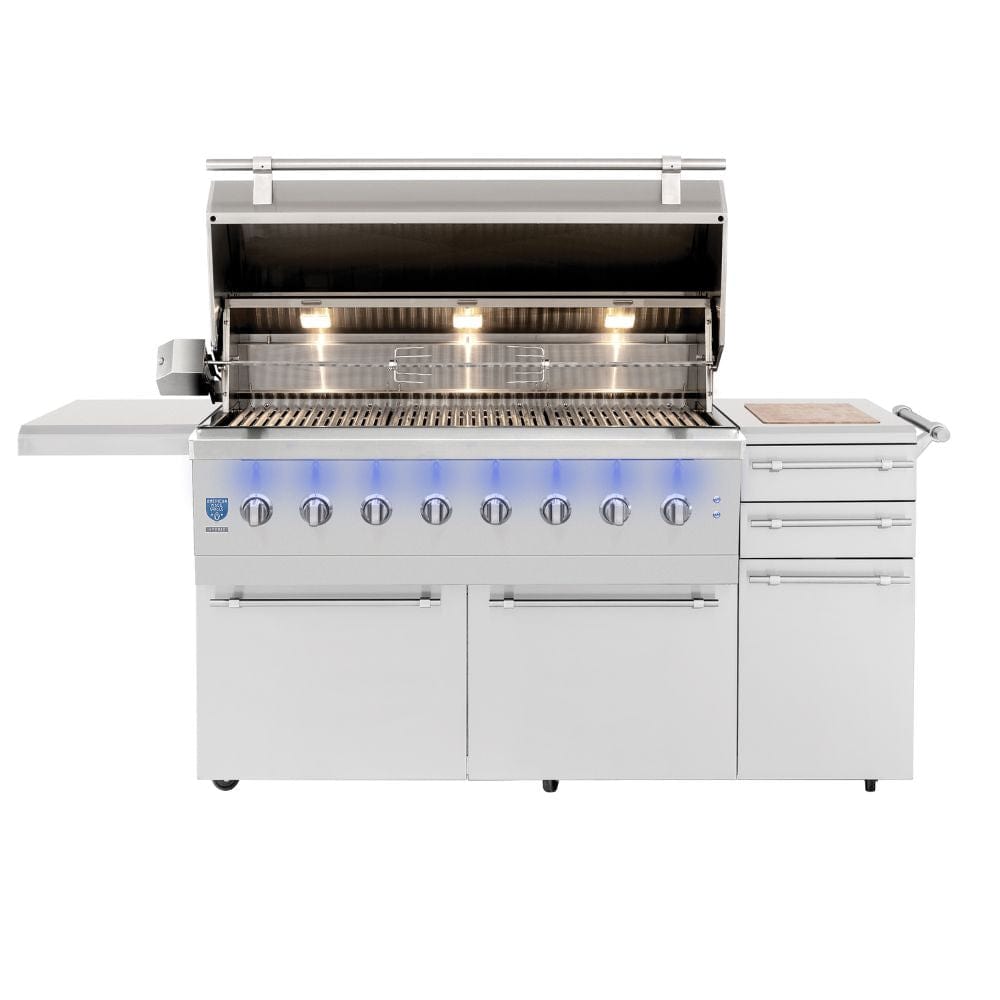 Encore Freestanding 54" Hybrid Grill (8 Burner) by American Made Grills Open Hood
