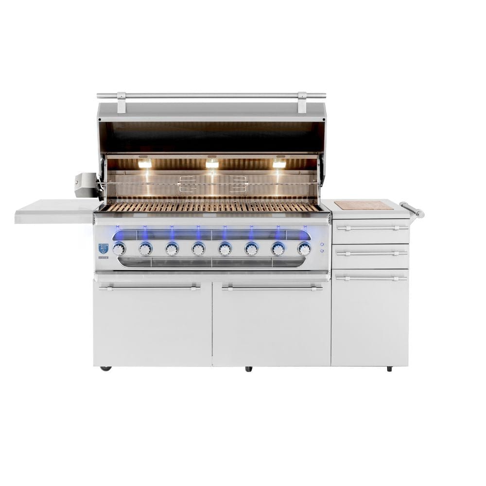 Muscle 54" Freestanding Hybrid Grill (8 Burner) by American Made Grills_Open Hood