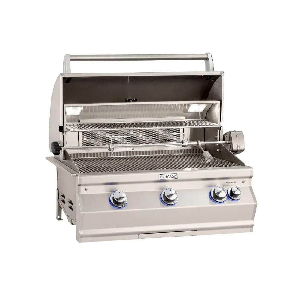 Fire Magic Aurora A540i 30" Built-In Gas Grill with Analog Thermometer (3 Burner) Main Image Open hood