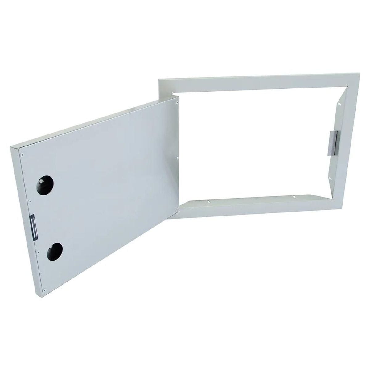 The Kokomo 20x14 Reversible Stainless Steel Access Door (Horizontal) when opened