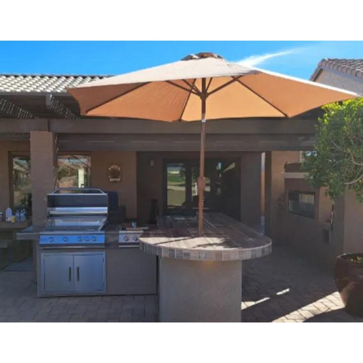 The outstanding Kokomo Aruba BBQ Island with Built In BBQ Grill Side Burner and Refrigerator.