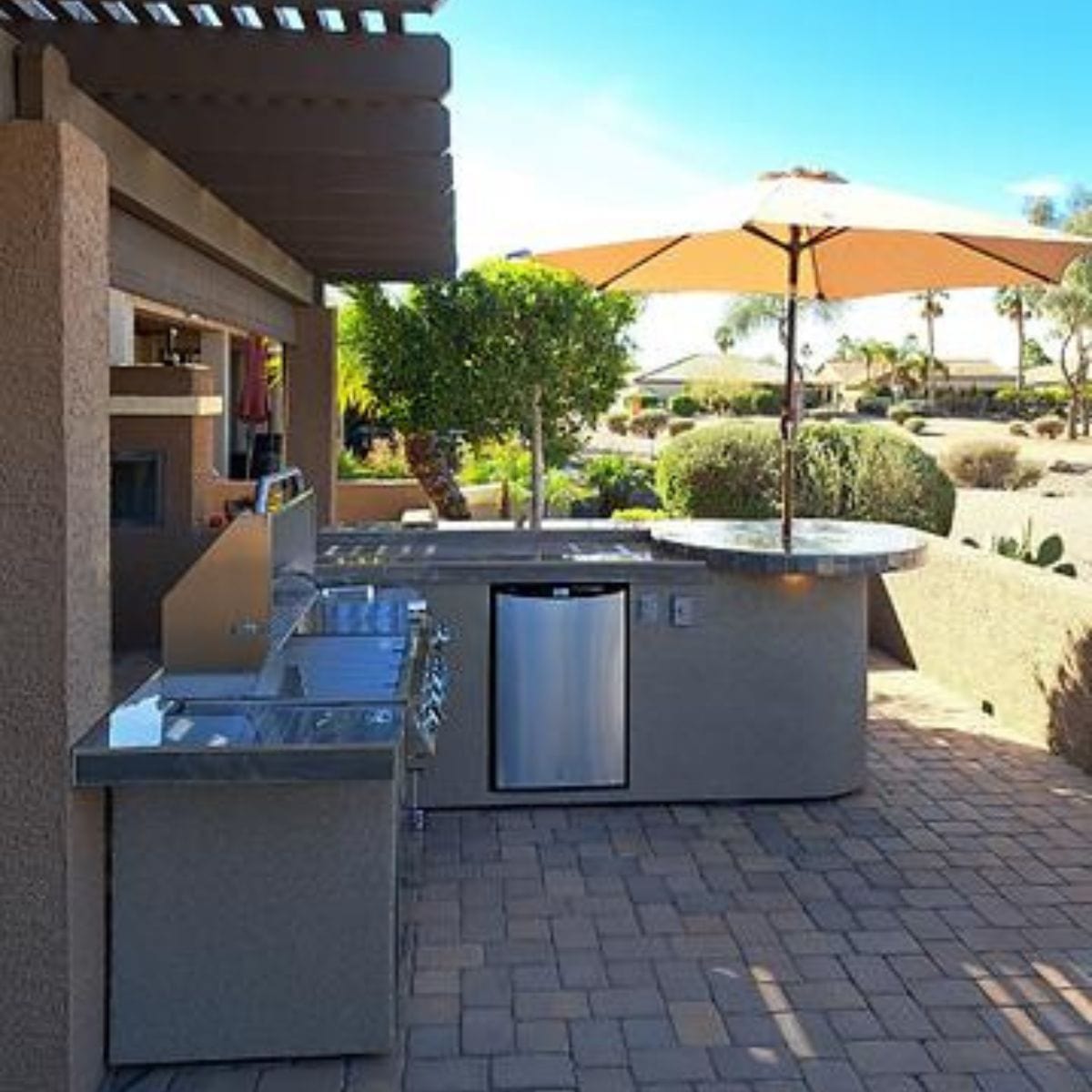 The outstanding Kokomo Aruba BBQ Island with Built In BBQ Grill Side Burner and Refrigerator.