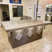 Featuring the Kokomo Baja/Fire L-Shaped BBQ Island with Fire-pit, 4 Burner BBQ, Outdoor Refrigerator