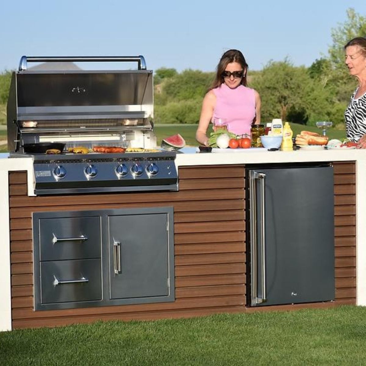 This is the Kokomo Professional Shiplap Outdoor Kitchen Grill With Waterfall Edge