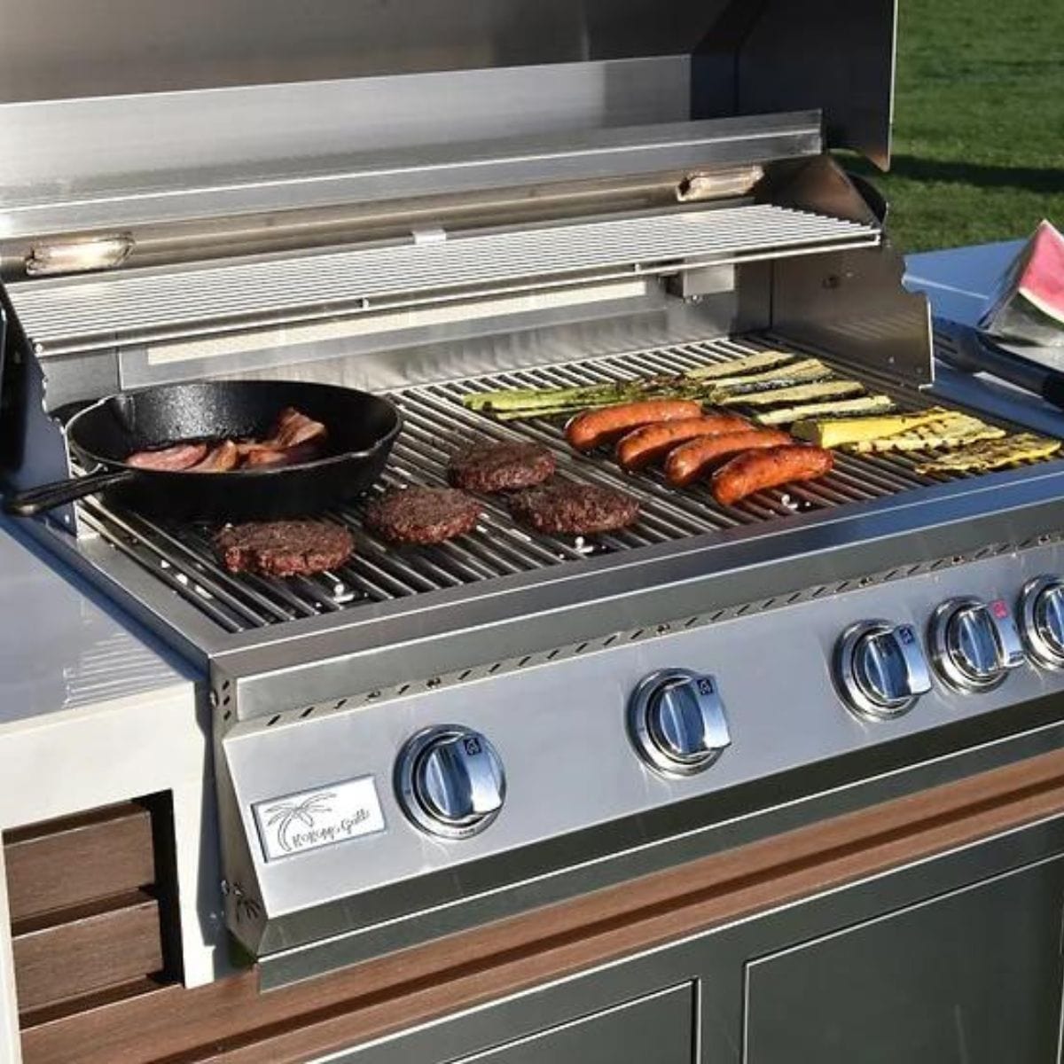 This is the Kokomo Professional Shiplap Outdoor Kitchen Grill With Waterfall Edge