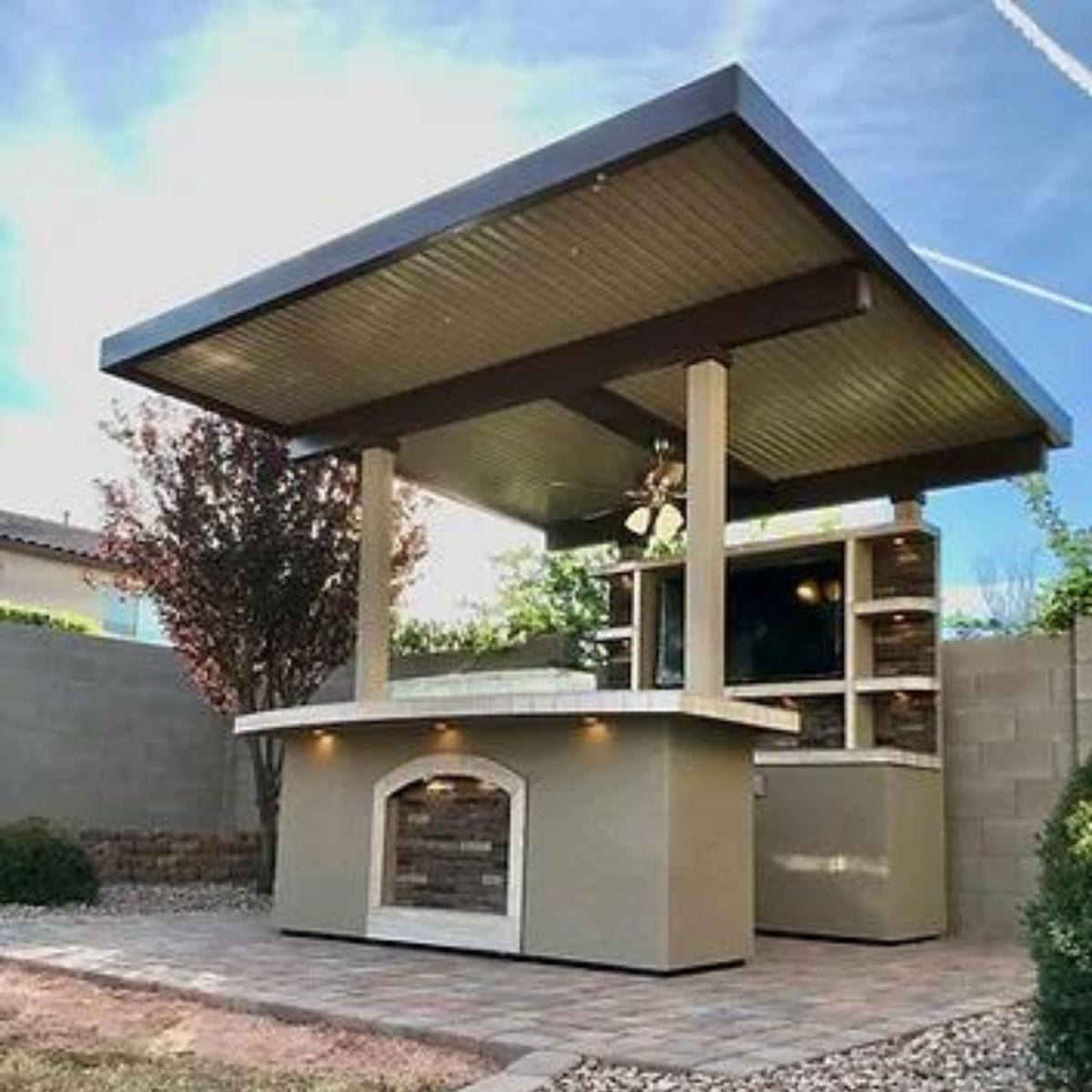 This is the Kokomo St. Croix Outdoor Kitchen With Built In BBQ Grill and 12x12 Patio Cover.