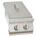 The stainless steel cover protects the burner when not in use