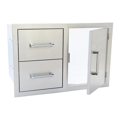 Here's the Kokomo Stainless Steel Two Drawer - One Door Combo when opened