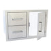 Here's the Kokomo Stainless Steel Two Drawer - One Door Combo when opened