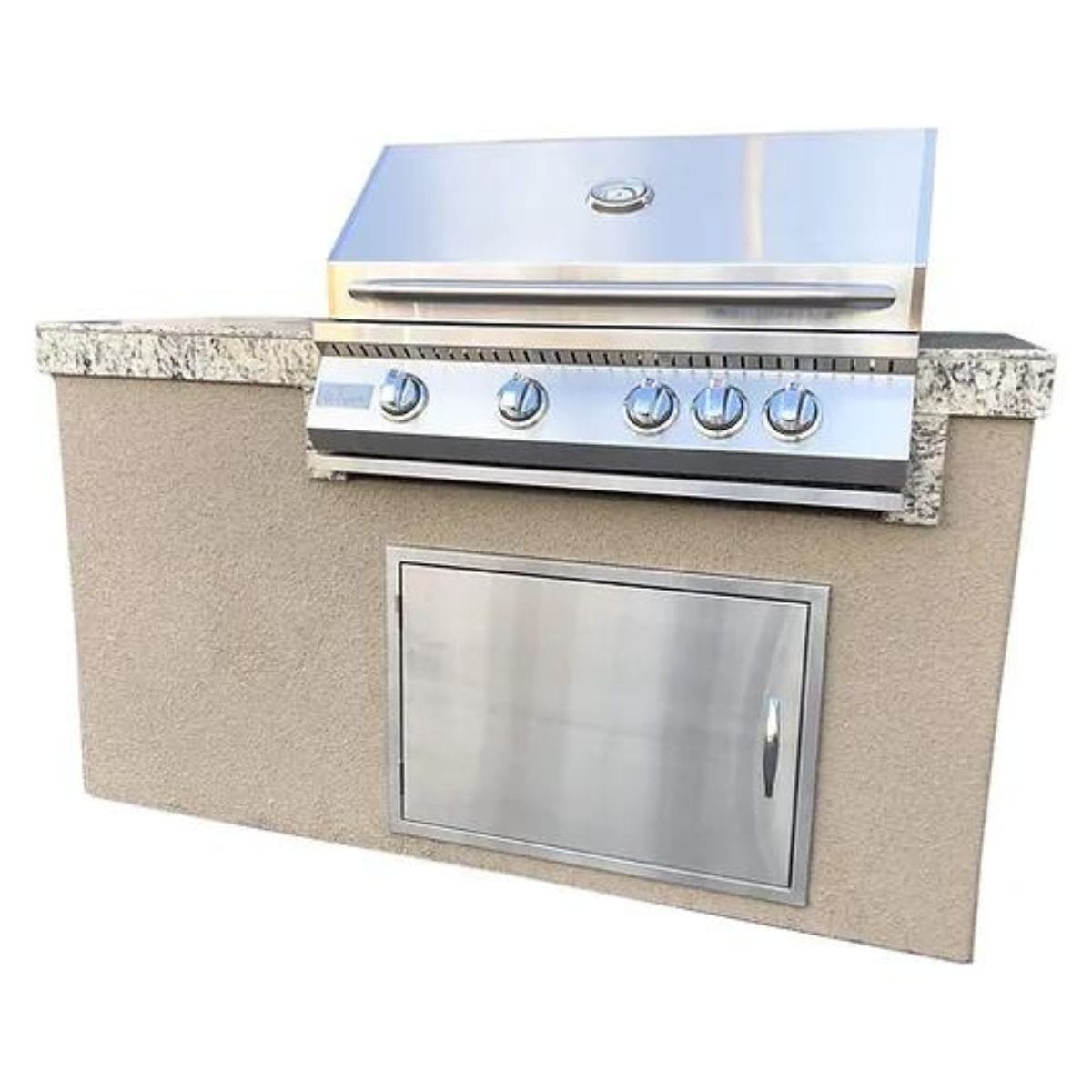 The great Kokomo The 5' Maldives BBQ Island with Built In 4 Burner BBQ Grill and Access Door!