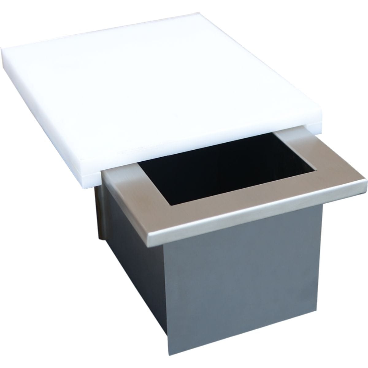 This will be your trash can inside your bbq island with cutting board trash chute.