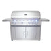 Featured with  LED illuminated control knobs and a full width slide-out drip tray