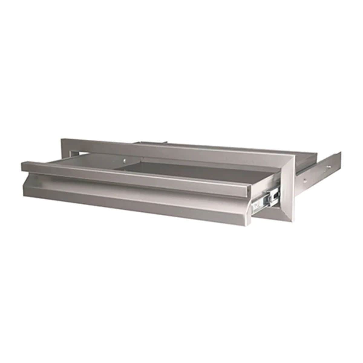 The drawer features a double lined durable 304 stainless steel construction with soft closing tracks