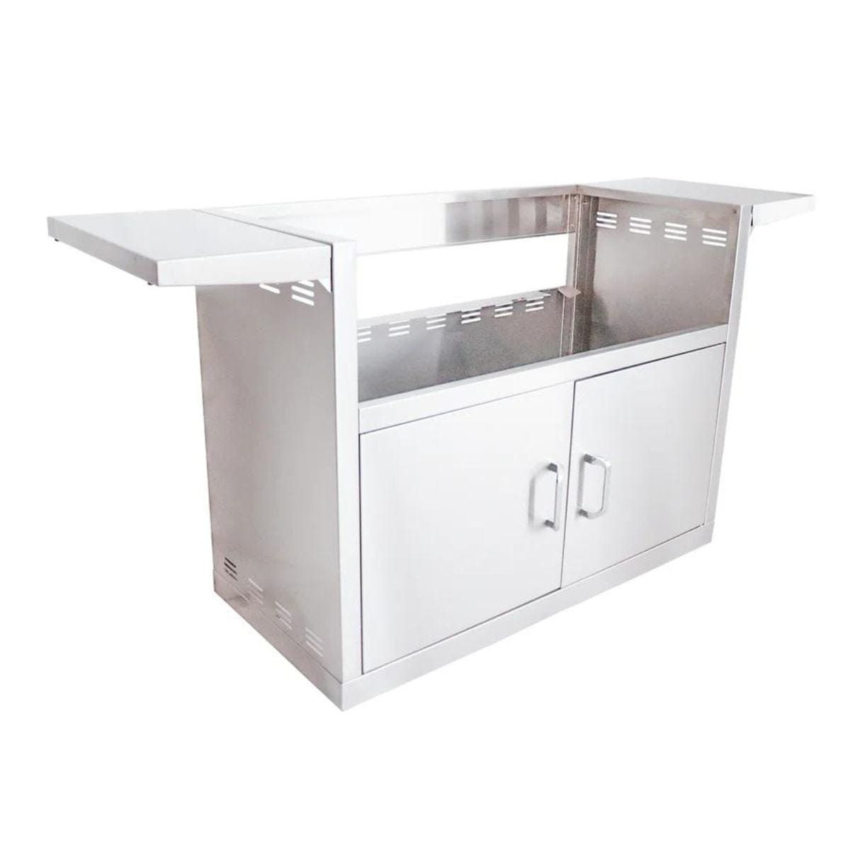 Includes two fold down side shelves