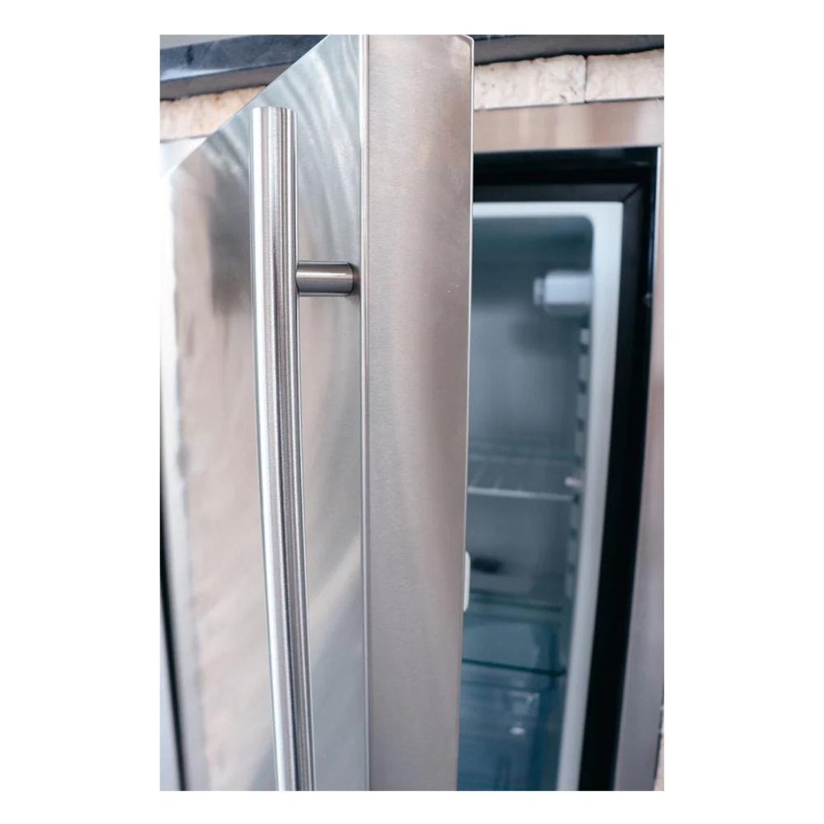 Upgrade the look of your REFR1A refrigerator by slipping this heavy-duty stainless-steel door panel over your existing one