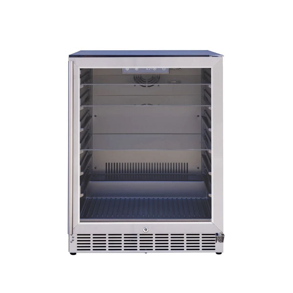 Summerset 24" 5.1c Outdoor Rated Fridge w/ Glass Door and Glass Shelves