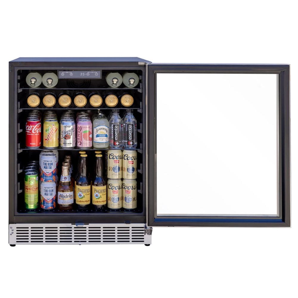 Summerset 24" 5.1c Outdoor Rated Fridge w/ Glass Door and Glass Shelves