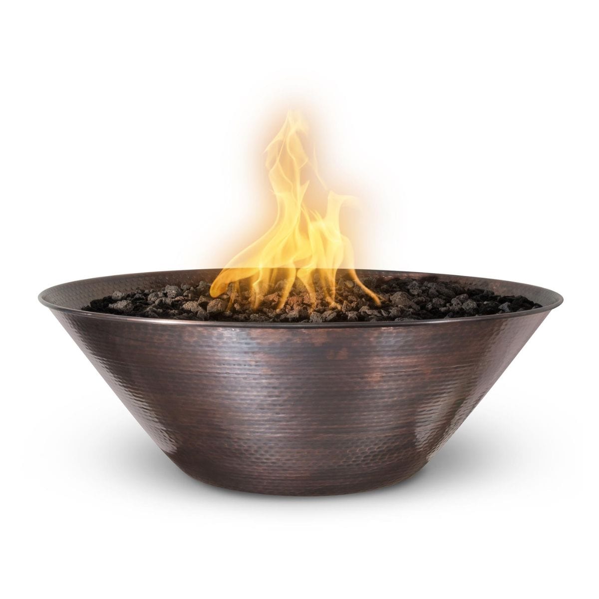 The 31-inch Remi Hammered Copper Round Fire Bowl