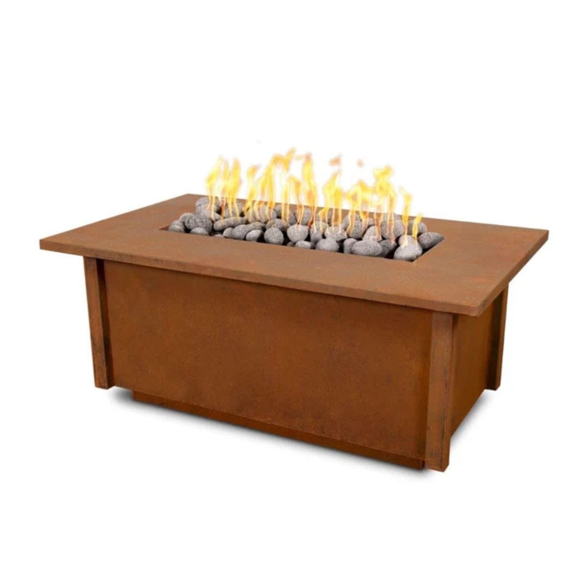 This fire Pit comes with a lava rock burning display but you can upgrade to fire glass (sold separately)