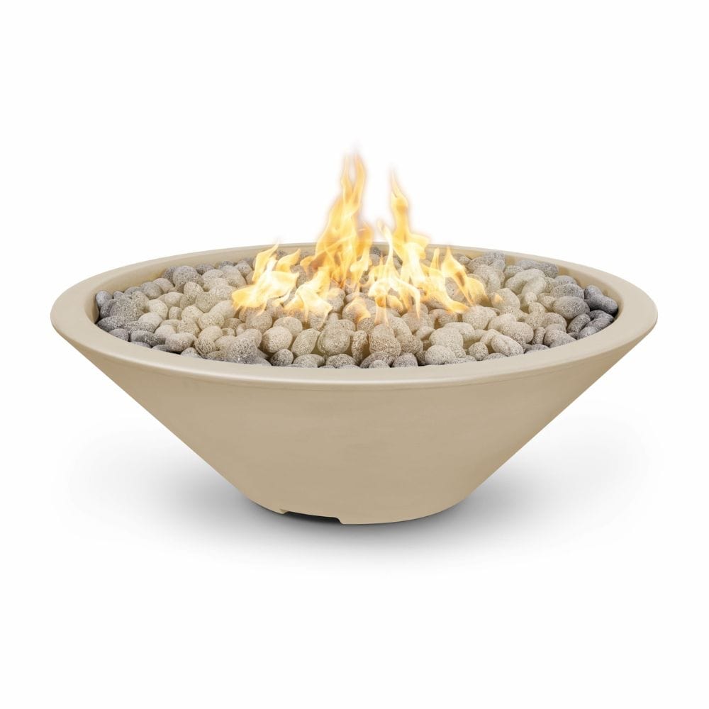 The Outdoor Plus 60" Cazo GFRC Concrete Round Match Lit with Flame Sense Fire Pit