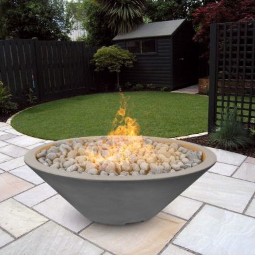 The Outdoor Plus 60" Cazo GFRC Concrete Round Spark Ignition with Flame Sense Fire Pit