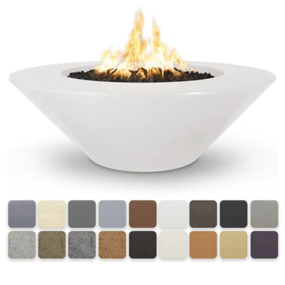 The Outdoor Plus 60" Cazo Wide Ledge GFRC Concrete Round Fire Pit with Match Lit with Flame Sense Ignition