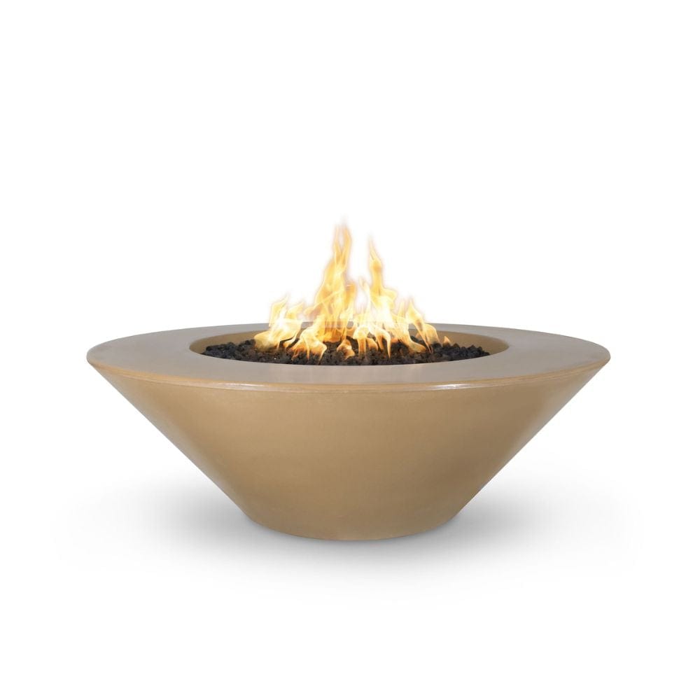 The Outdoor Plus 60" Cazo Wide Ledge GFRC Concrete Round Fire Pit with Match Lit with Flame Sense Ignition
